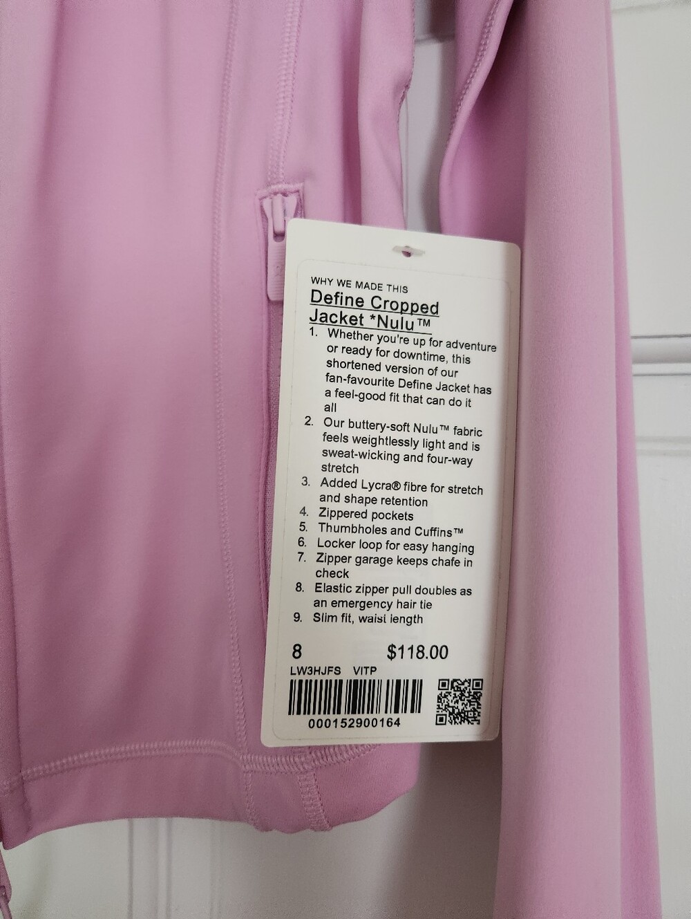 ✨️🩷NWT Lululemon Define Jacket Cropped Nulu Pink Size 8 - Picture 2 of 7